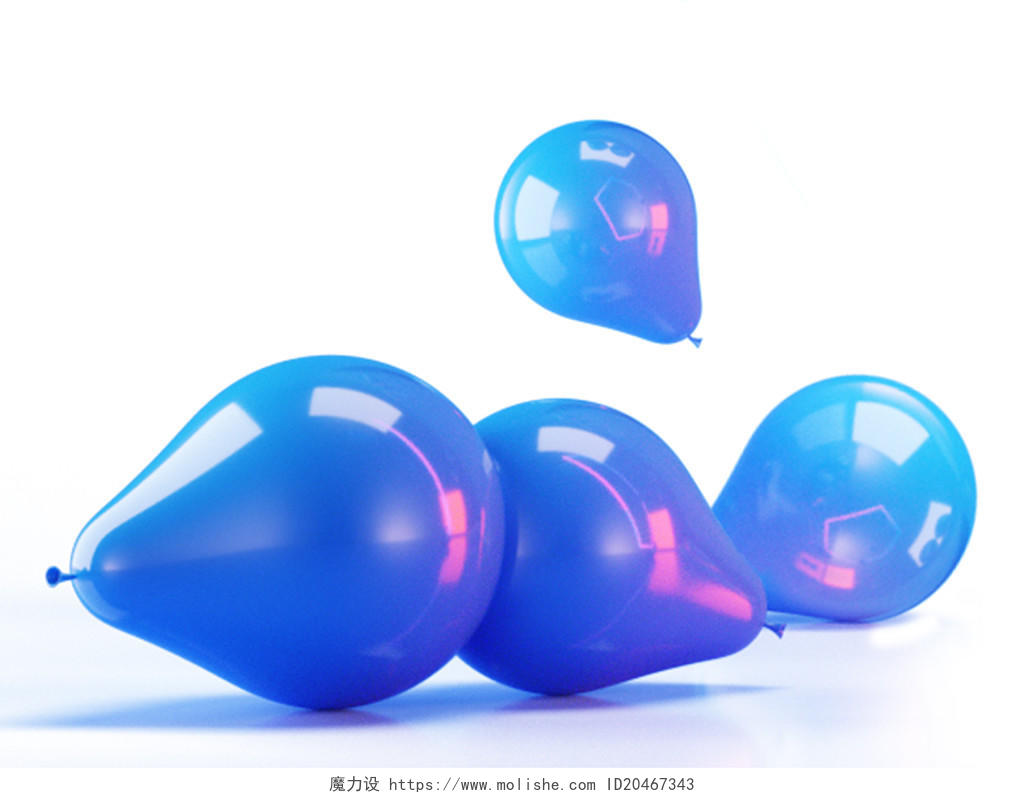 蓝色立体气球生日气球蓝色气球PNG素材拳击剪影